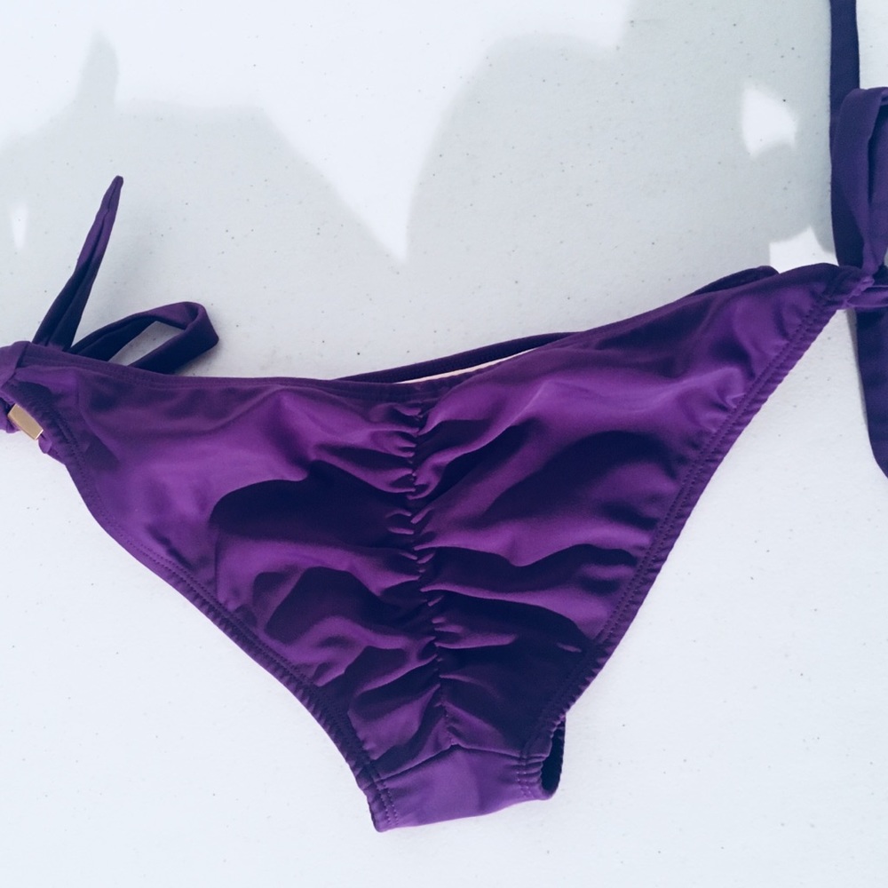 Purple String Bikini w/ Ruched Bottom, Pre-owned - Picture 5 of 6